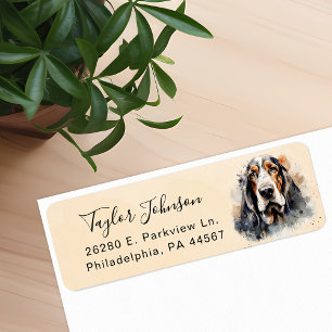 Rücksende-Adresse-Etikett für Basset Hound