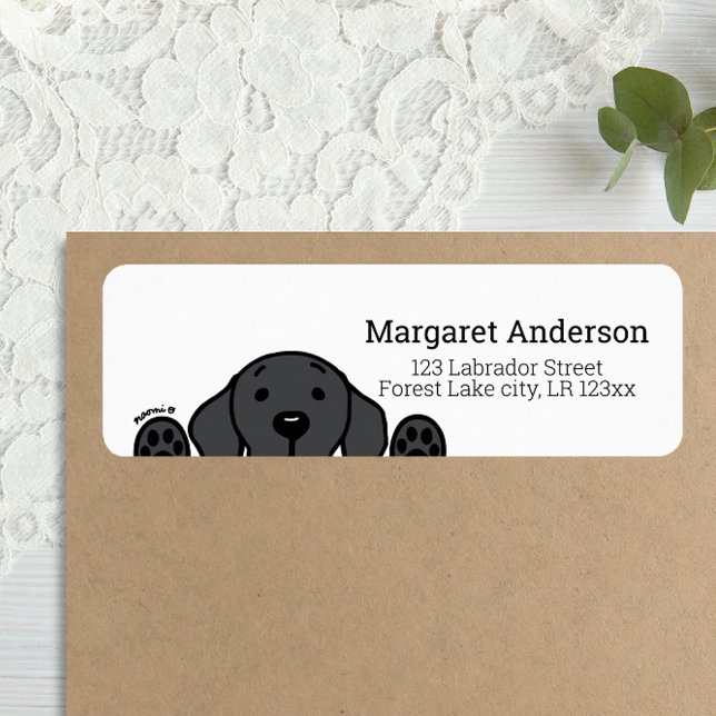 Rücksendeadresse (Black Labrador Cartoon Style Return Address Label for Black Labrador Owners.)