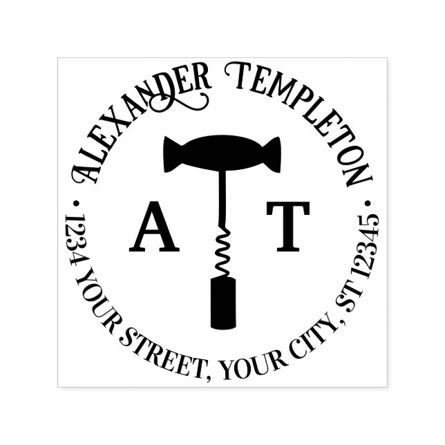 Rücksendeadresse 2 Initialen der Weinschraube Permastempel (Design)