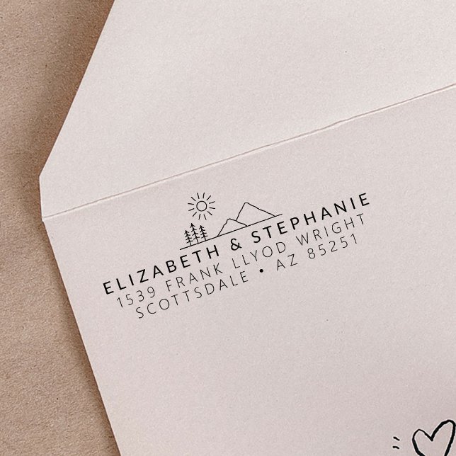 Rücksendeadresse Adventure Wedding Minimalistisch  Permastempel (Von Creator hochgeladen)