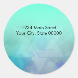 Rücksendeadresse Aqua und Blue Star von David Runder Aufkleber