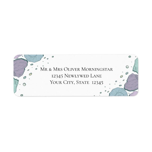 Rücksendeadresse Beach Seashells Lilac Dusty Blue (Vorne)