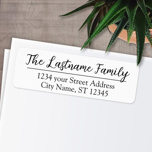 Rücksendeadresse Benutzerdefinierter Familienname  (Personalized Return Address Labels - Fun, modern fonts)