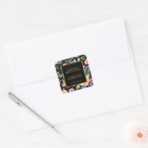 Rücksendeadresse beruflicher Aquarellfarben-Blume Quadratischer Aufkleber