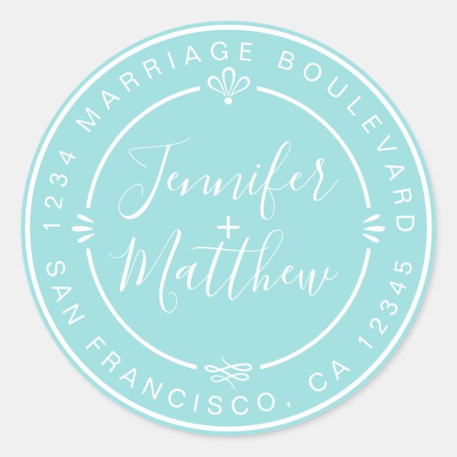 Rücksendeadresse Blau Runder Aufkleber (Vorderseite)