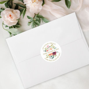 Rücksendeadresse Blush Burgundy Runder Aufkleber