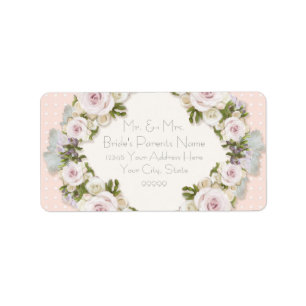Rücksendeadresse Blush Pink Polka Dot Rose Blumens Adressaufkleber