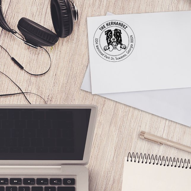 Rücksendeadresse Border Collie Dog Gummistempel (Von Creator hochgeladen)