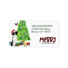 Rücksendeadresse "Border Collie" und "Christmas Tr Adressaufkleber