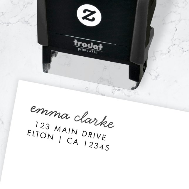 Rücksendeadresse Briefmarke Moderne minimale Selbs Permastempel (Personalized self inking address stamp with elegant modern design for letters and stationery)