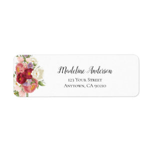 Rücksendeadresse Burgundy Blush Bloral Peony Custo