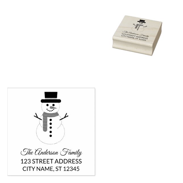 Rücksendeadresse | Christmas Snowman Personalisier Gummistempel (Stempel)