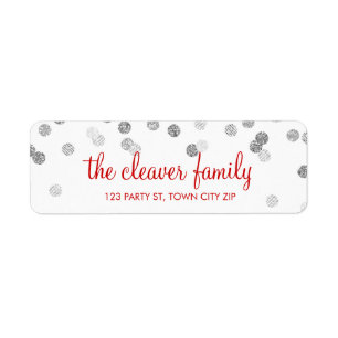 RÜCKSENDEADRESSE Confetti polka dot Glitzer silber