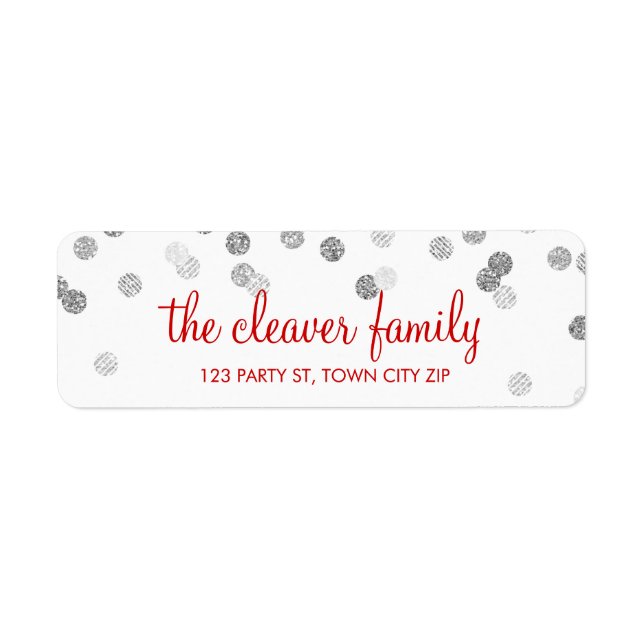 RÜCKSENDEADRESSE Confetti polka dot Glitzer silber (Vorne)