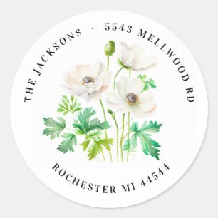 Rücksendeadresse der Anemone-Blume Runder Aufkleber