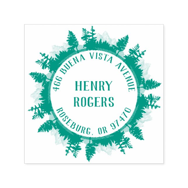 Rücksendeadresse der Berge und Waldbäume Permastempel (Design)