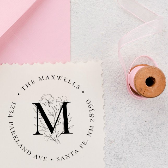 Rücksendeadresse der botanischen Monogrammgruppe Gummistempel (Von Creator hochgeladen)