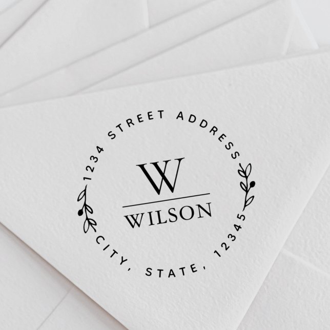 Rücksendeadresse der Circle Monogram Familienname Gummistempel (Von Creator hochgeladen)