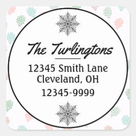 Rücksendeadresse der handbemalten Weihnachtskiefer Quadratischer Aufkleber