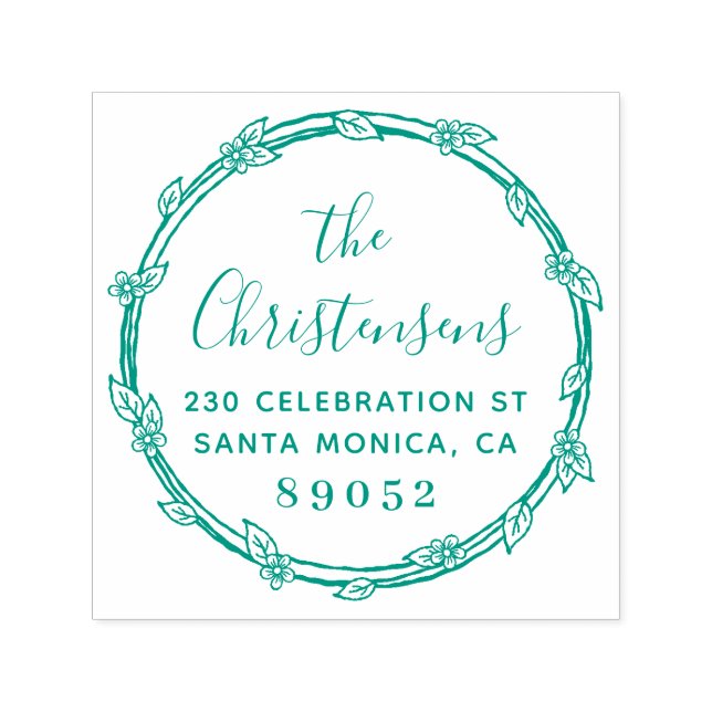 Rücksendeadresse der handgezeichnet botanischen Gr Permastempel (Design)