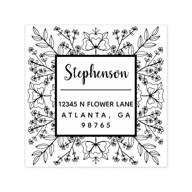 Rücksendeadresse der handgezeichneten botanischen  permastempel (Design)