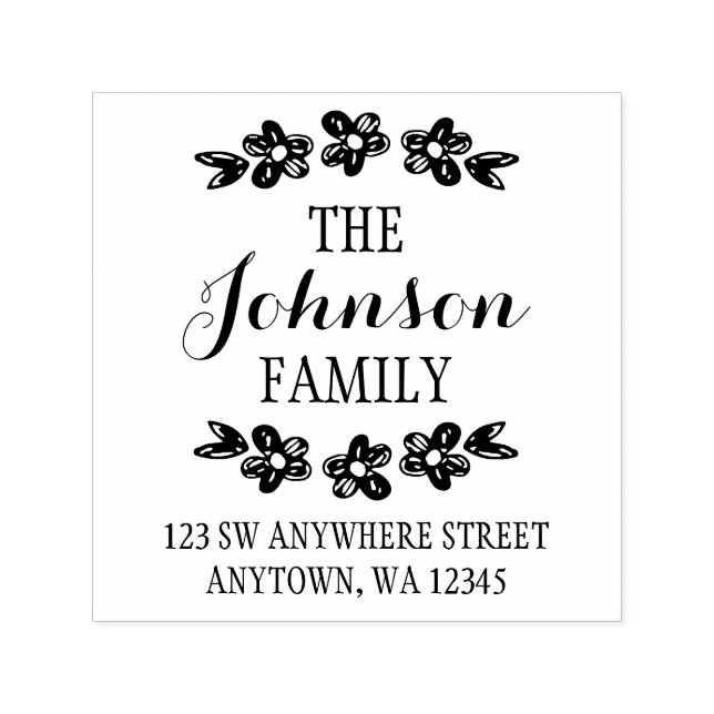 Rücksendeadresse der handgezogenen Blume Permastempel (Design)