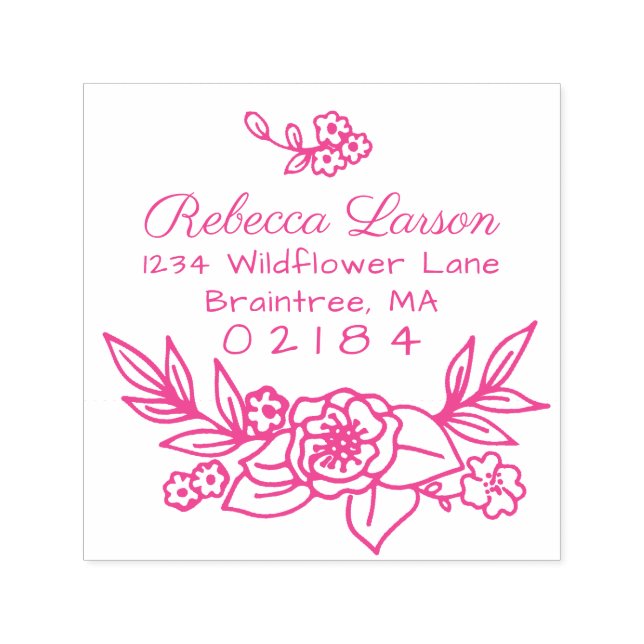 Rücksendeadresse der handgezogenen Blütenanordnung Permastempel (Design)