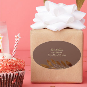 Rücksendeadresse der Hochzeit von Kaffee Brown und Ovaler Aufkleber