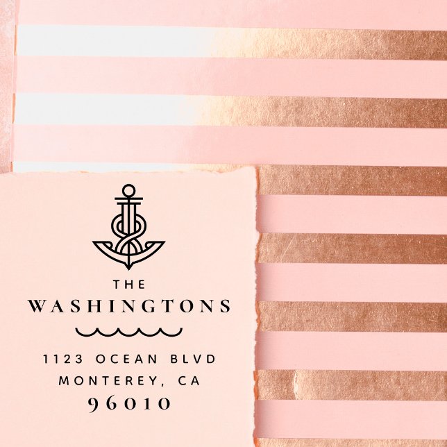 Rücksendeadresse der Nautical Anchor Rope-Familie Gummistempel (Von Creator hochgeladen)