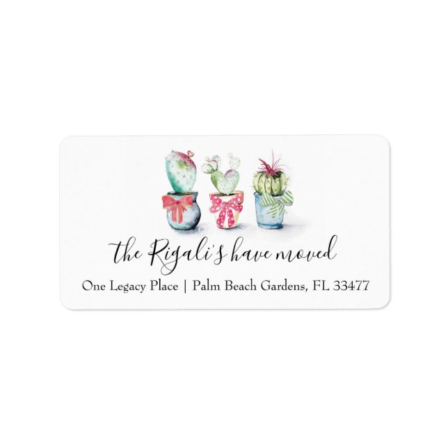 Rücksendeadresse der niedlichen Kaktus-Bewegung Adressaufkleber (Vorne)