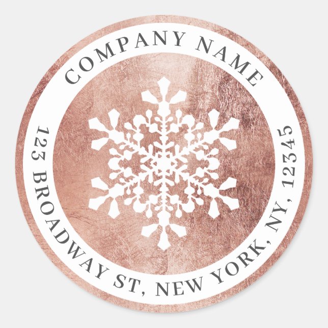 Rücksendeadresse der Rose Holiday Snowflake Runder Aufkleber (Vorderseite)