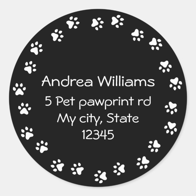 Rücksendeadresse der schwarz-weißen Druckrahmen Runder Aufkleber (Vorderseite)