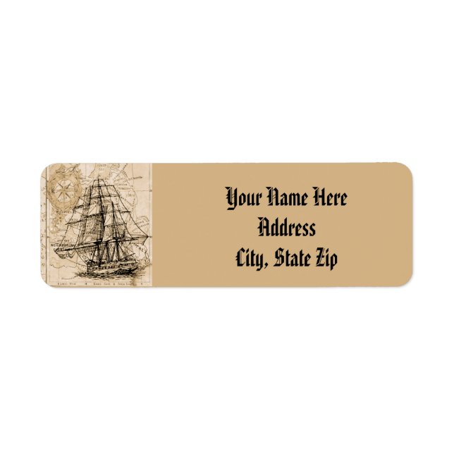 Rücksendeadresse der Vintagen Schifffahrtskarte (Vorne)