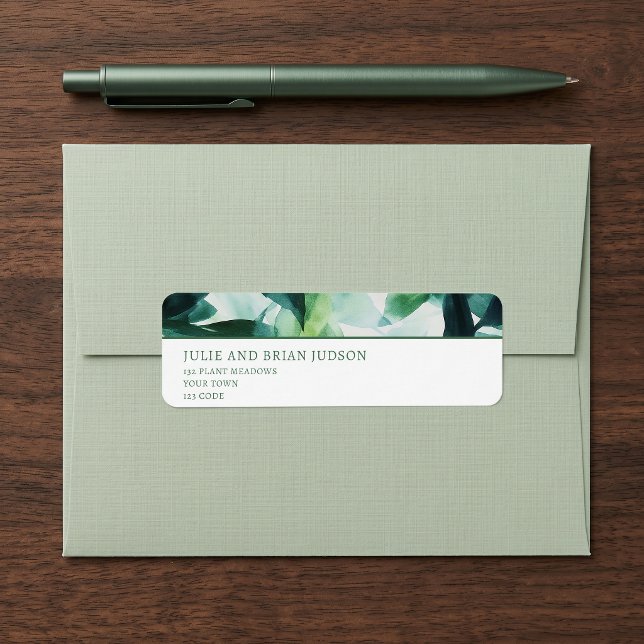 Rücksendeadresse der Wasserfarben-Grünflächen (Watercolor Greenery border return address Label)