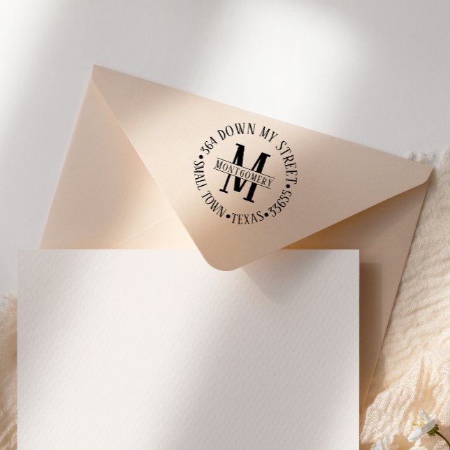 Rücksendeadresse des klassischen Round Monogram Permastempel (Von Creator hochgeladen)