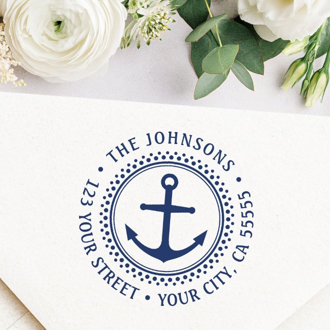 Rücksendeadresse des nautischen Ankers Permastempel (Nautical anchor return address self-inking stamp)