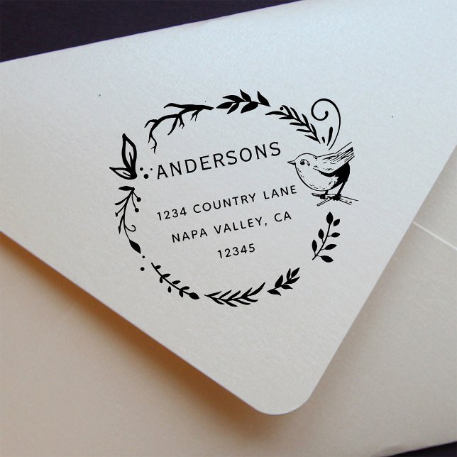 Rücksendeadresse des Vogels und des botanischen Kr Permastempel (Von Creator hochgeladen)