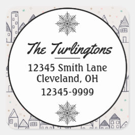 Rücksendeadresse des Weihnachtsdorfes Quadratischer Aufkleber