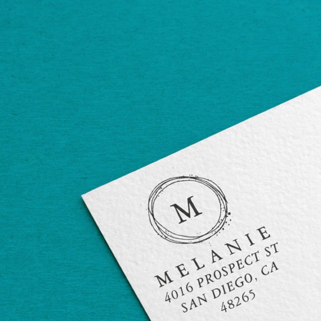 Rücksendeadresse Elegantes Monogramm Minimalistisc Gummistempel (Von Creator hochgeladen)