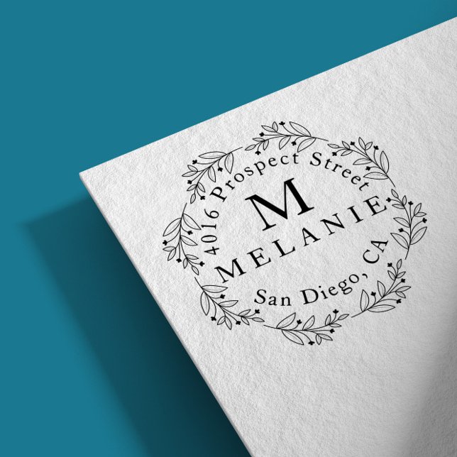 Rücksendeadresse Elegantes Monogramm Minimalistisc Gummistempel (Von Creator hochgeladen)