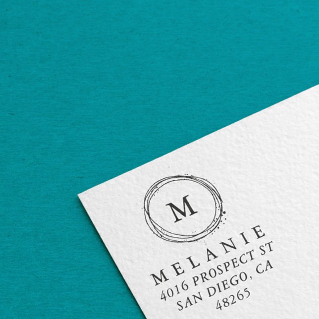 Rücksendeadresse Elegantes Monogramm Minimalistisc Permastempel (Von Creator hochgeladen)