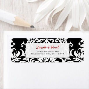 Rücksendeadresse-Etikett für schwarze Floral Damas