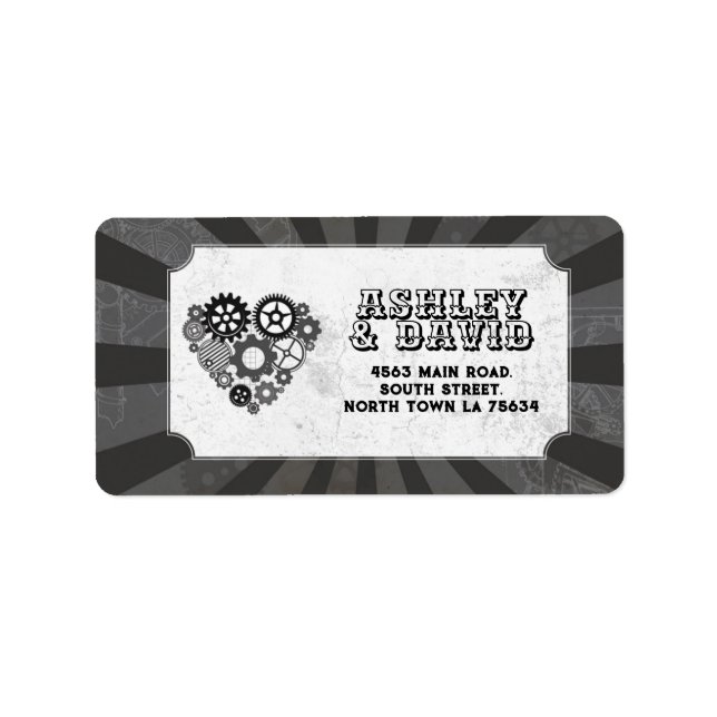 Rücksendeadresse Etikett Hochzeit Steampunk Hochze Adressaufkleber (Vorne)