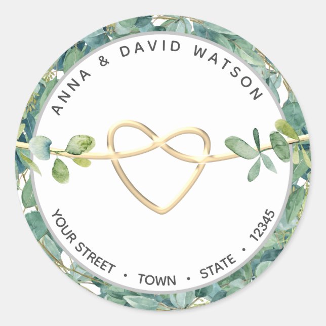 Rücksendeadresse Eukalyptus Greenery Runder Aufkleber (Vorderseite)