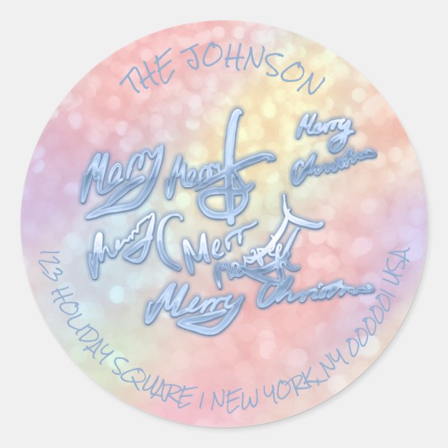 Rücksendeadresse Frohe Weihnachten Form UAWG Holog Runder Aufkleber (Vorderseite)