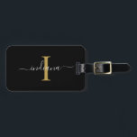 Rücksendeadresse für Anfangsbuchstaben Schwarz Gepäckanhänger<br><div class="desc">Erstellen Sie Ihre ganz eigene benutzerdefinierte und personalisierte Monogram Initial Script Name Rücksendeadresse Black Luggage Tag vollständig, indem Sie oben auf die Schaltfläche "Personalisieren" klicken. Verwenden Sie die Schaltfläche "Anpassen", um den Stil und die Platzierung des Texts weiter zu ordnen und zu formatieren. Kann leicht für andere besondere Veranstaltungen wie...</div>