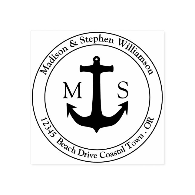 Rücksendeadresse für Ankermonogramm-Familienname Gummistempel (Prägung)