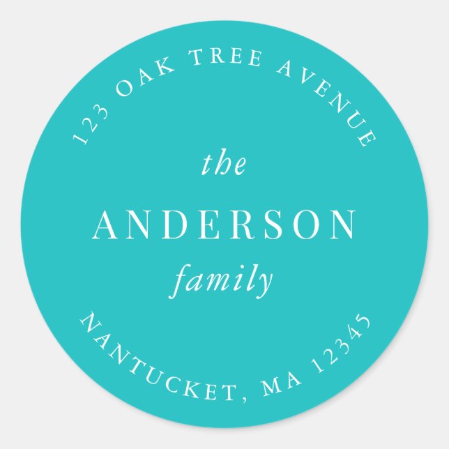 Rücksendeadresse für bearbeitbare Farbfamilien Runder Aufkleber (Vorderseite)