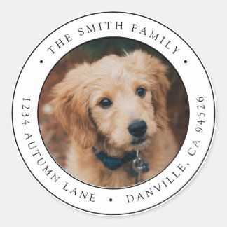 Rücksendeadresse für benutzerdefinierte Round-Foto Runder Aufkleber