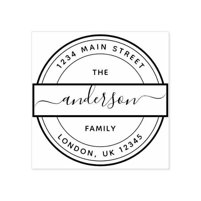 Rücksendeadresse für benutzerdefinierte Skriptfami Gummistempel (Prägung)